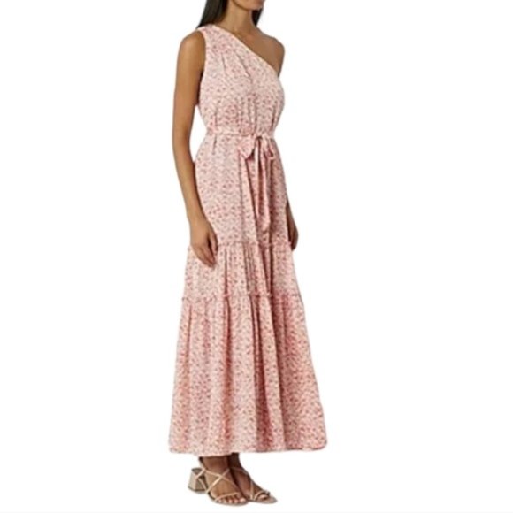 NWT [Ryegrass] Black Flowered Daisy One Shoulder Long Dress - Women's Size 12 - Picture 3 of 16